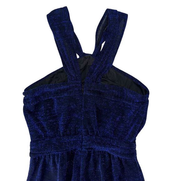 Rachel Zoe Marianne Blue Metallic Wide Leg Sleeveless Jumpsuit Size 2 - Picture 10 of 13